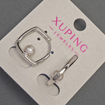 Ohrringe Xuping mit Mallorca-Perle, Durchmesser ca. 6 mm, Länge ca. 18 mm, rhodiniert
