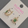 Xuping-Ohrringe mit weißen Strasssteinen und grünem Kristall, Durchmesser ca. 8 mm, Länge ca. 14 mm, 18K-Vergoldung