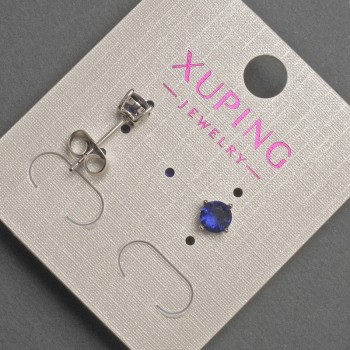 Ohrstecker aus Kugeln Xuping mit blauem Kristall, Durchmesser ca. 5 mm, Rhodiumbeschichtung