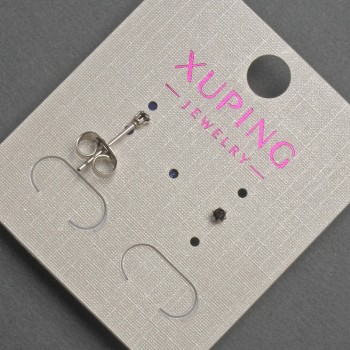 Kugel-Ohrstecker mit schwarzem Kristall, Durchmesser ca. 2 mm, rhodiniert