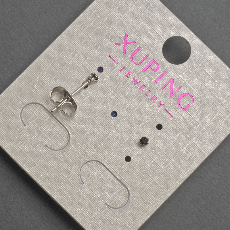 Kugel-Ohrstecker mit schwarzem Kristall, Durchmesser ca. 2 mm, rhodiniert