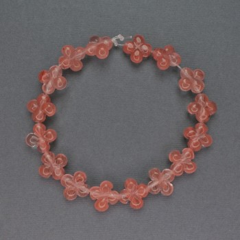 Chalzedon-Kleeblatt-Perlen, Naturstein, Durchmesser ca. 13×13 mm, Länge ca. 20 cm