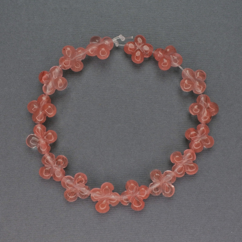 Chalzedon-Kleeblatt-Perlen, Naturstein, Durchmesser ca. 13×13 mm, Länge ca. 20 cm