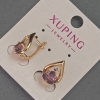 Xuping-Ohrstecker mit weißen Strasssteinen und violettem Kristall, Durchmesser ca. 11 mm, Länge ca. 16 mm, 18K-Vergoldung 