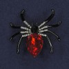 Spinnenbrosche, weiße Strasssteine, roter Kristall, schwarze Emaille, schwarzes Metall, 42×42 mm+