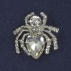 Spinnenbrosche mit Strass, silberfarbenes Metall, 26×26 mm+