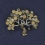 Brosche Baum mit Strasssteinen silberfarbenes Metall 39×32 mm+