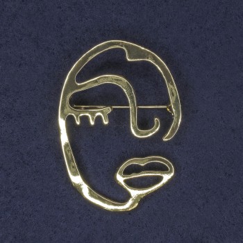 Anstecknadel Akzent Gesicht 34 × 47 mm ± goldfarbenes Metall