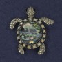 Brosche-Anhänger 'Schildkröte Haliotis' Strasssteine silberfarbenes Metall 45×50 mm+