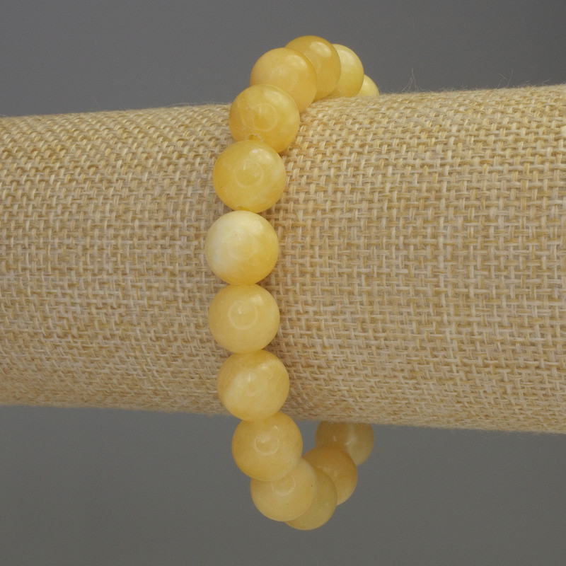 Armband aus gelbem Achat, glatte Kugeln, Ø ca. 10 mm, Länge ca. 18 cm, Stretcharmband