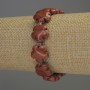 Armband aus rotem Jaspis in Blütenform, Durchmesser ca. 15 mm, Glasperlen 3 mm, Länge ca. 18 mm, Stretcharmband