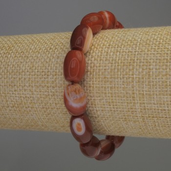 Armband aus Karneol in Barrel-Form, Ø 13×9 mm, Länge 18 cm, elastisch
