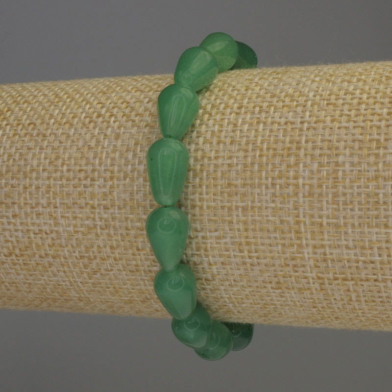 Nephrit-Tropfen-Armband, Durchmesser 12 × 8 mm, Länge ca. 18 cm, Stretch