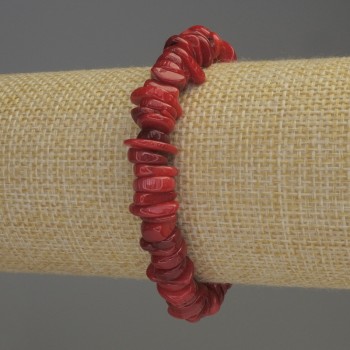 Armband aus Korallenbruchstücken, Durchmesser ca. 9×2–3 mm, Länge 18 cm, Stretch