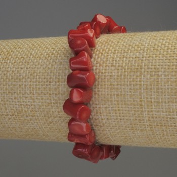 Armband aus Koralle in Stäbchenform, Durchmesser ca. 6–12×7 mm, Länge 18 cm, Elastikbasis