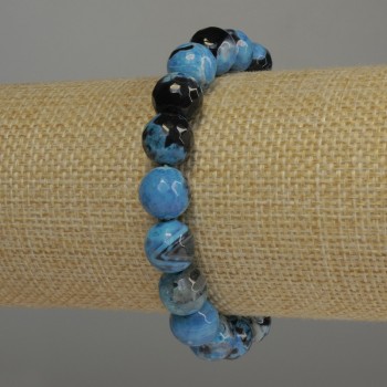 Achat-Armband aus facettierten Kugeln, Durchmesser ca. 10 mm, Länge 18 cm, Stretch