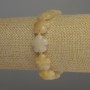 Gelbes Kalzit-Armband mit Blüte, Durchmesser 15×6 mm ± Glasperlen, Durchmesser 3 mm ±, Länge 18 cm, Elastikband