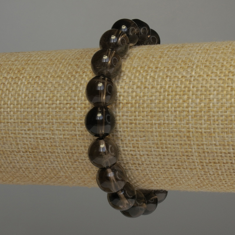 Rauchtopas-Armband, glatte Kugeln, Durchmesser ca. 10 mm, Länge 18 cm, Stretch-Armband