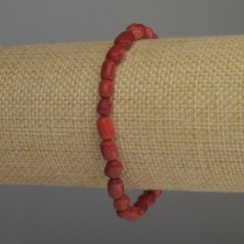 Armband aus Koralle, polierte Trommelperlen, Durchmesser 6–7×5 mm, Länge 18 cm, Elastikband