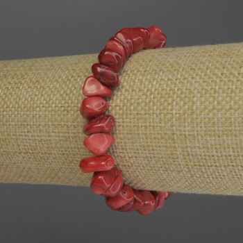 Armband aus Korallenfragmenten, Durchmesser 9–12×5–7 mm, Länge 18 cm, Stretch-Armband