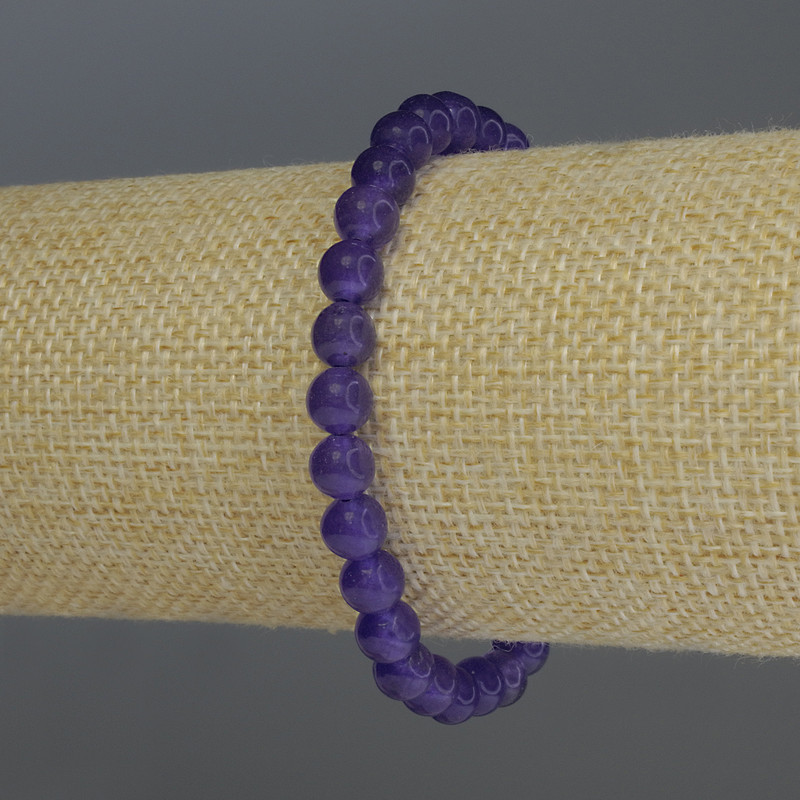 Sugilit-Armband, glatte Kugeln, Durchmesser ca. 6 mm, Länge 18 cm, Elastikarmband
