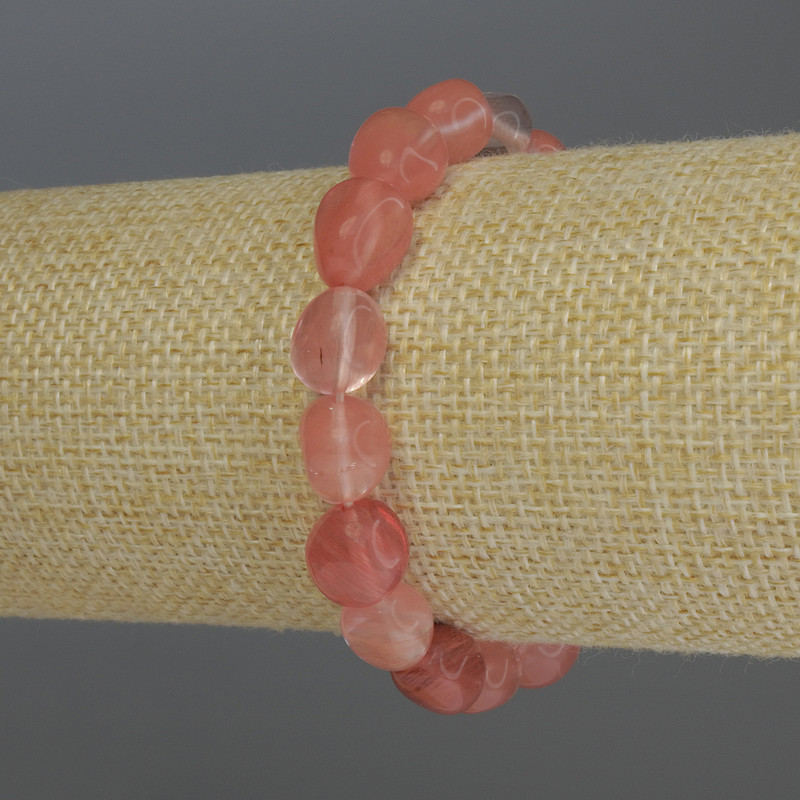 Chalzedon-Armband, polierte Perlen, Durchmesser ca. 9–13×9 mm, Länge 18 cm, Stretcharmband