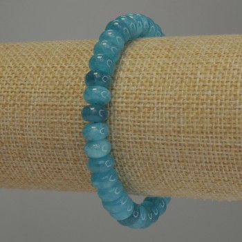Aquamarin Rondellarmband, Durchmesser ca. 8×5 mm, Länge 18 cm, Elastikarmband