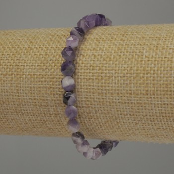 Amethyst-Armband mit facettierten Perlen, Durchmesser ca. 6×6 mm, Länge 18 cm, Stretcharmband