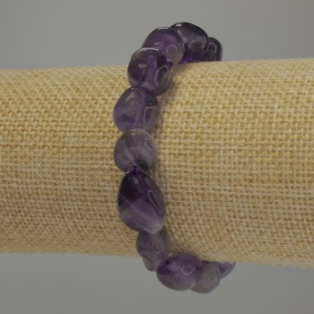 Amethyst getrommeltes Armband, Durchmesser 9–16 × 8–10 mm, Länge 18 cm, Stretcharmband