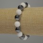 Achat- und Hämatit-Armband, glatte Kugeln, Durchmesser ca. 10 mm, Länge 18 cm, Stretch