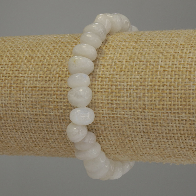 Adular facettiertes Perlen-Armband, Durchmesser 9–10 × 6–8 mm, Länge 18 cm, Stretch