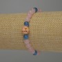 Armband Rosenquarz und Apatit, glatte Kugeln Ø ca. 6 mm, Kluazone-Perle Ø ca. 10 mm, Länge ca. 18 cm, Stretch