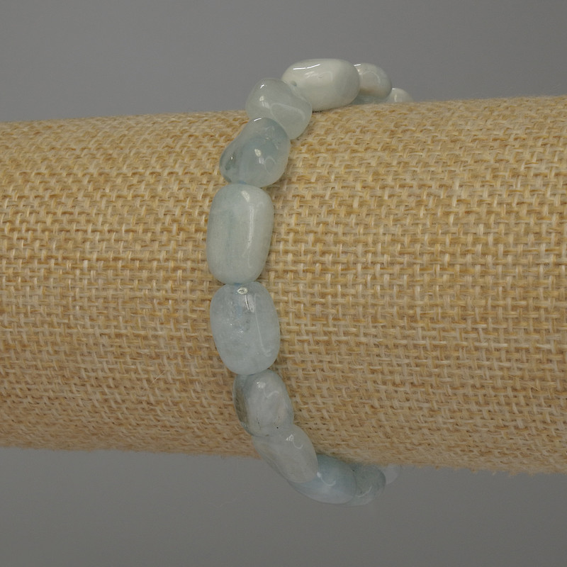 Aquamarin facettiertes Armband, Durchmesser ca. 10–14 × 9 mm, Länge ca. 18 cm, Stretcharmband