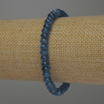 Aquamarin Rondell-Armband, Durchmesser ca. 6×4 mm, Länge ca. 18 cm, elastisch