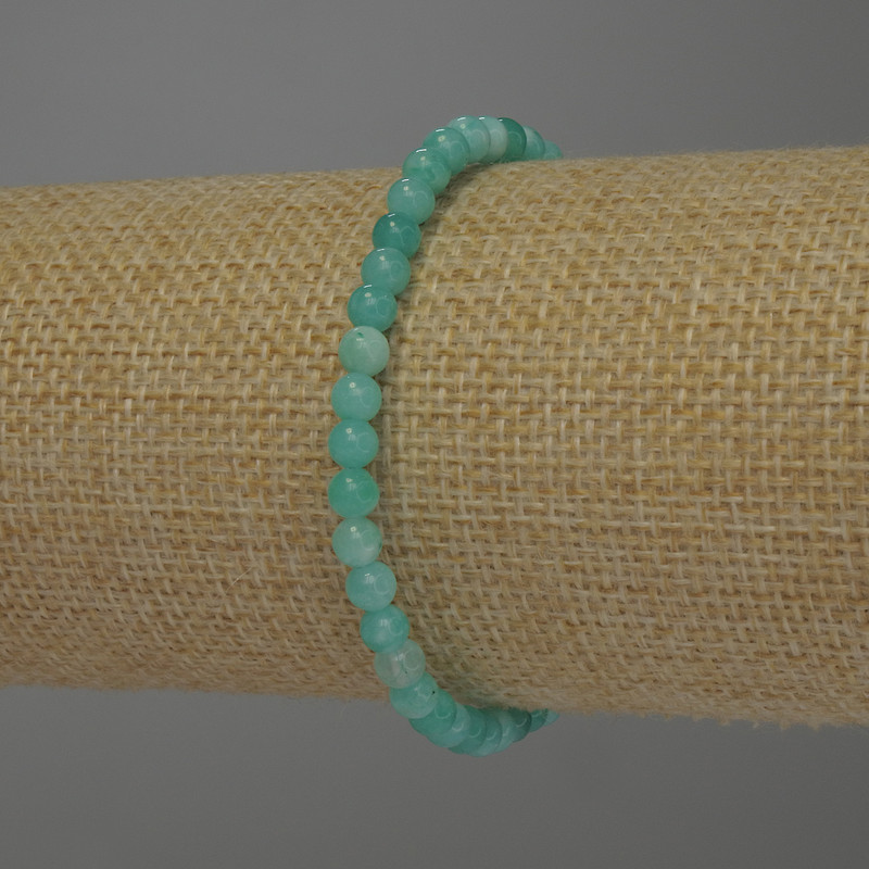 Amazonit-Armband mit glatten Kugeln, Durchmesser ca. 4 mm, Länge ca. 18 cm, Stretch