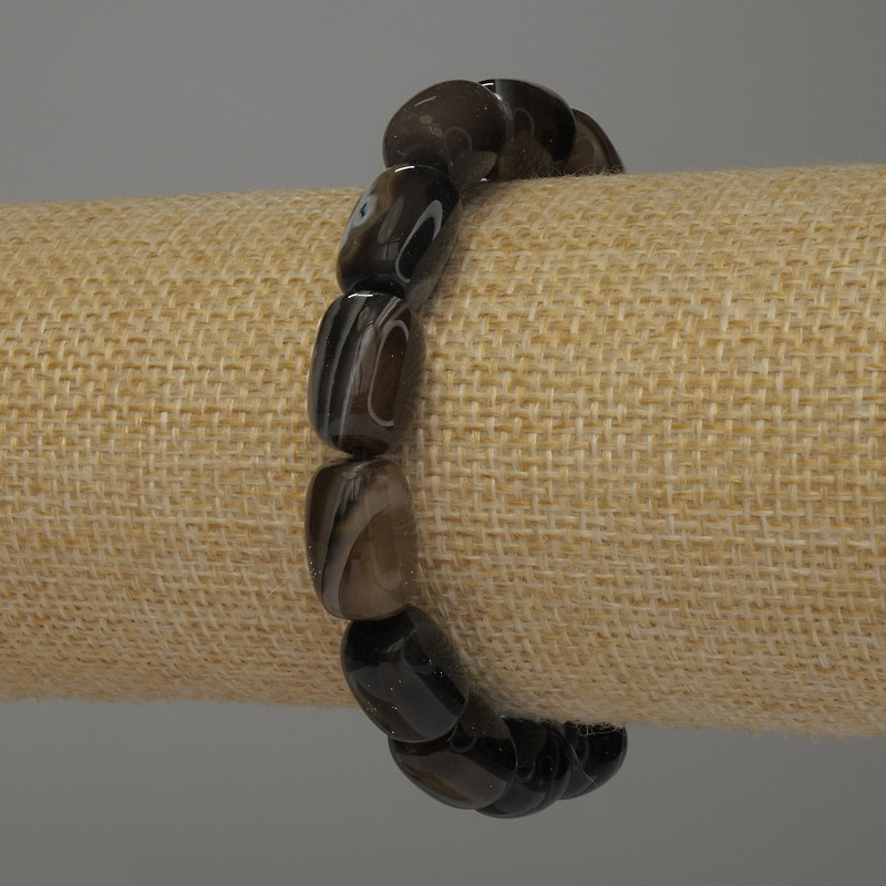 Achat Barillet-Armband 14×10 mm, Länge 18 cm, Stretcharmband