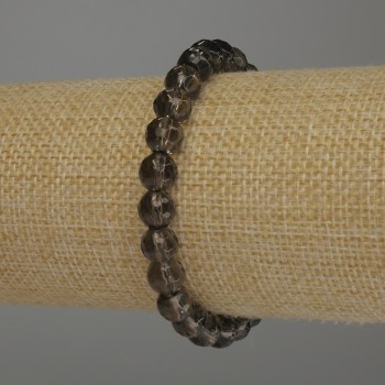 Armband aus Rauchtopas, facettierte Kugel, Durchmesser ca. 8 mm, Länge ca. 18 cm, Stretch-Armband