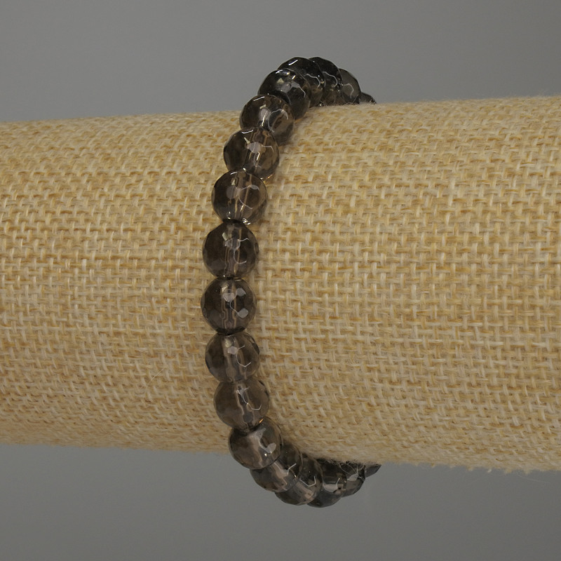 Armband aus Rauchtopas, facettierte Kugel, Durchmesser ca. 8 mm, Länge ca. 18 cm, Stretch-Armband