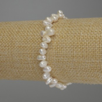 Armband aus Flussperlen in ovaler Form, Durchmesser 6–8×5 mm, Länge 18 cm (Stretch)
