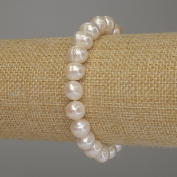 Armband aus Flussperlen, Durchmesser 9×8 mm, Länge 18 cm (Elastikarmband)