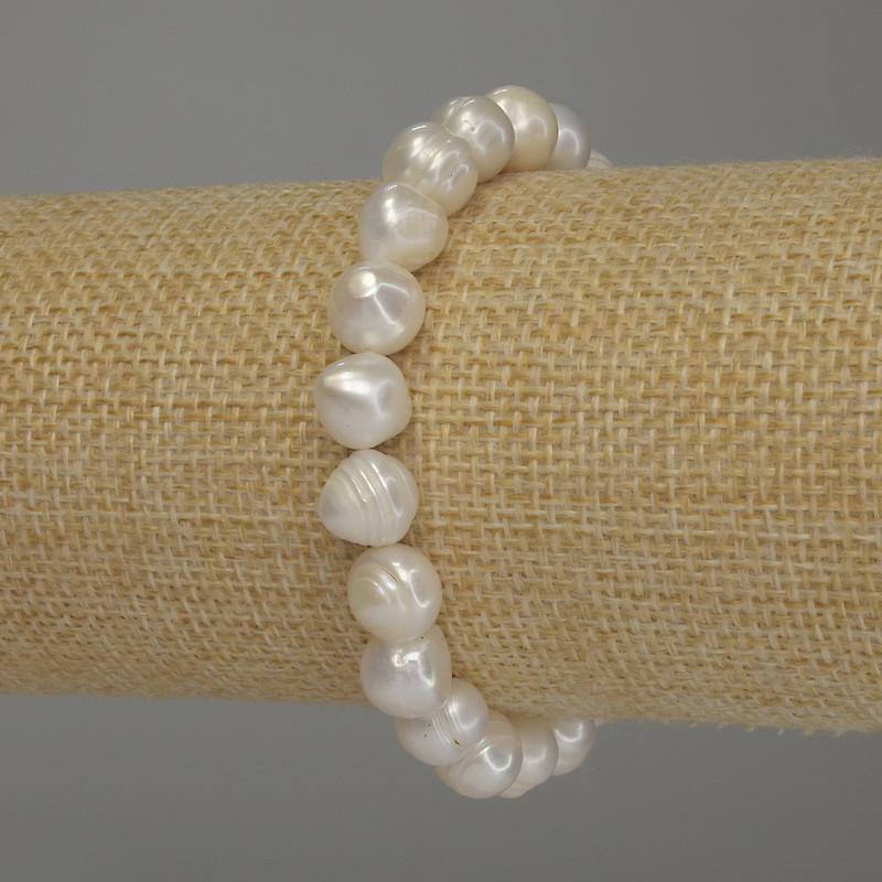 Armband aus Flussperlen, Durchmesser ca. 9×8 mm, Länge ca. 18 cm (Stretch)