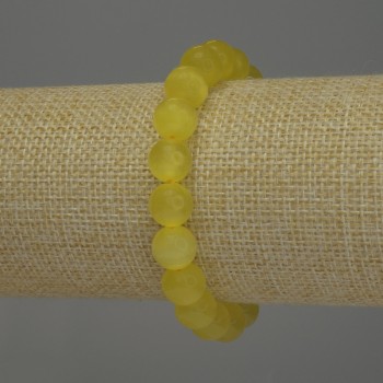 Armband aus Gelbem Katzenauge, glatte Kugeln, Durchmesser ca. 10 mm, Länge ca. 18 cm, Stretch-Armband