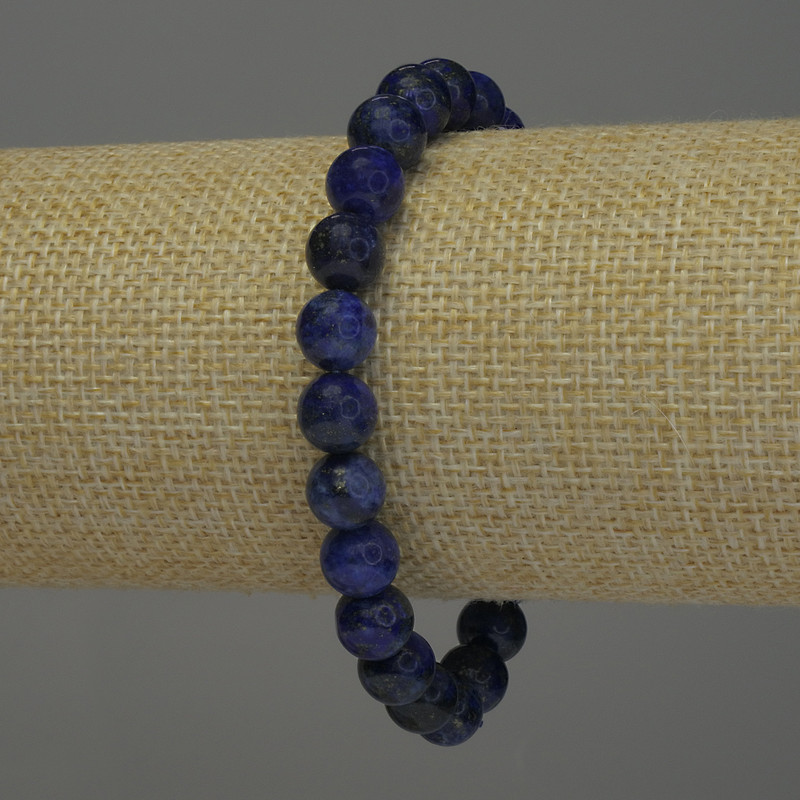 Lapis Lazuli Glattkugel-Armband, Durchmesser 8 mm ±, Länge 18 cm ±, Stretch