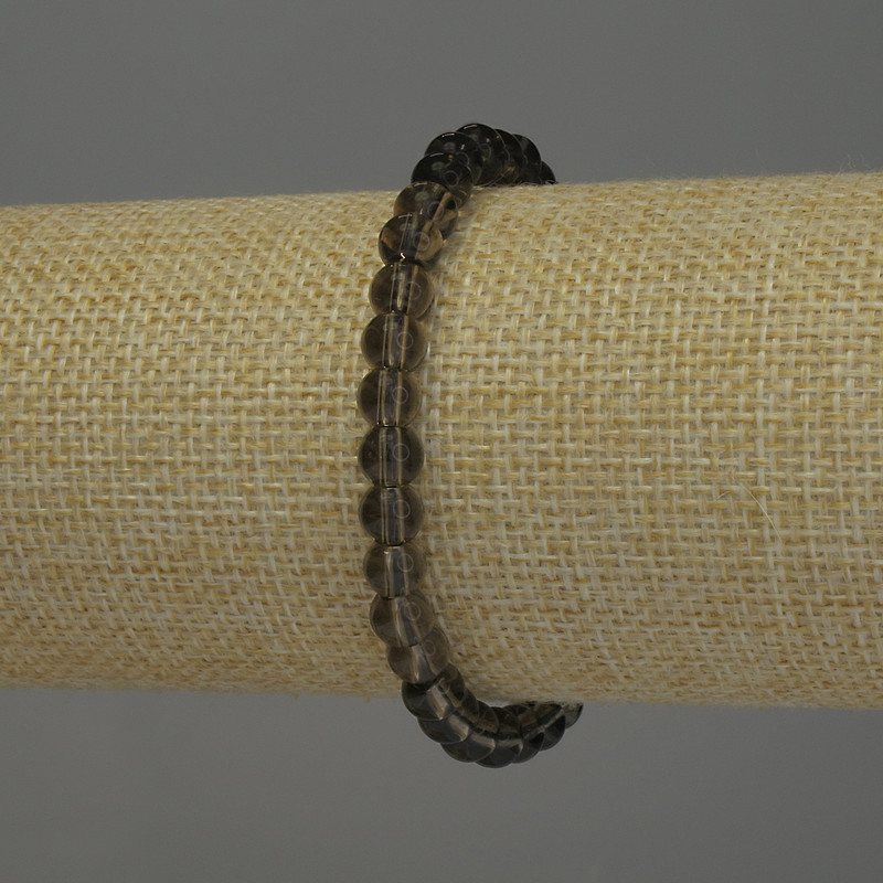 Rauchquarz-Armband, glatte Kugeln Ø 6 mm, Länge 18 cm, Stretch