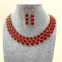 Set Halskette und Ohrringe 'Beeren', goldfarbenes Metall und roter Glanz
