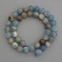 Calcit-Perlen blau, glatte Kugeln 10 mm, auf einer Schnur, Länge ca. 39 cm