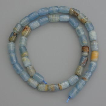 Blaue Calcit-Zylinderperlen 9×6 mm ± auf Schnur, Länge 39 cm+