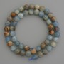 Kalzit-Perlen hellblau, glatte Kugeln 8 mm ±, auf Schnur, Länge ca. 39 cm