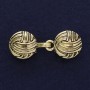 Cardigan-Brosche mit Clip aus goldfarbenem Metall, Durchmesser ca. 20 mm, Länge ca. 52 mm