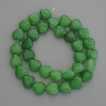 Chrysopras-Herzperlen, Durchmesser 12×12 mm ±, auf Schnur, Länge ca. 38 cm